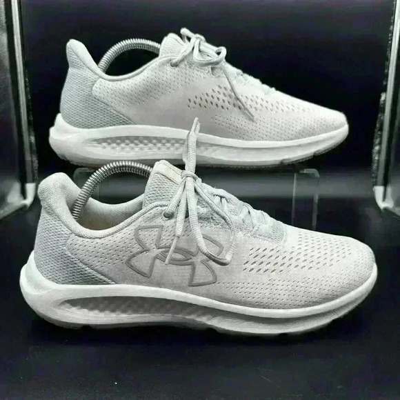 Under Armour Shoes - Under Armour Womens Charged Pursuit 3 Big Logo Shoes Pink/Gray Size 11 EUC CLEAN